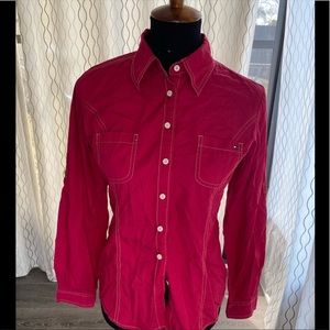 TOMMY HILFIGER Solid Hot Pink Western Long Sleeve Button Up Shirt Size Women’s S